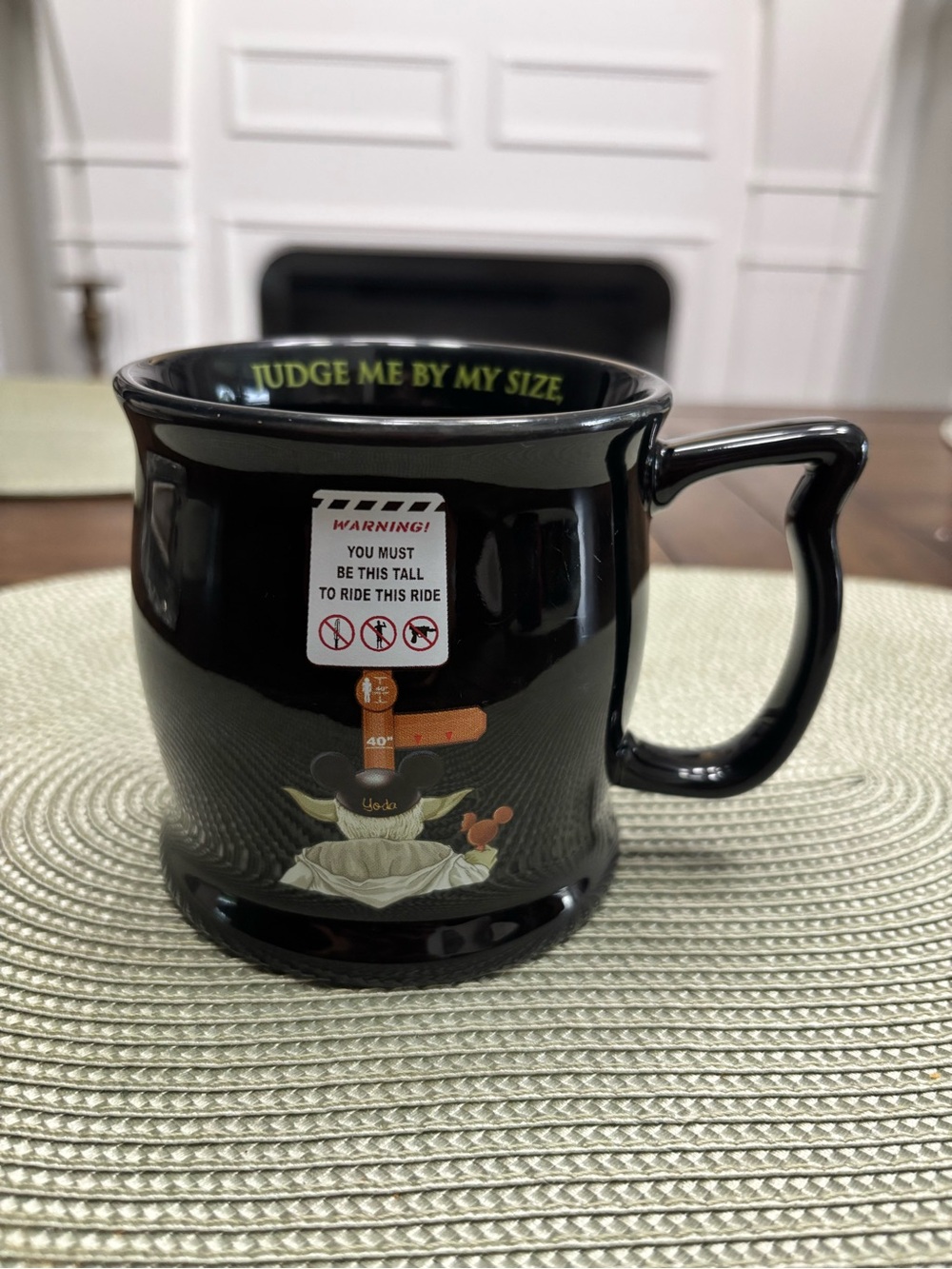 Disney 2010 ceramic star wars DO YOU JUDGE ME BY MY SIZE? Yoda mug